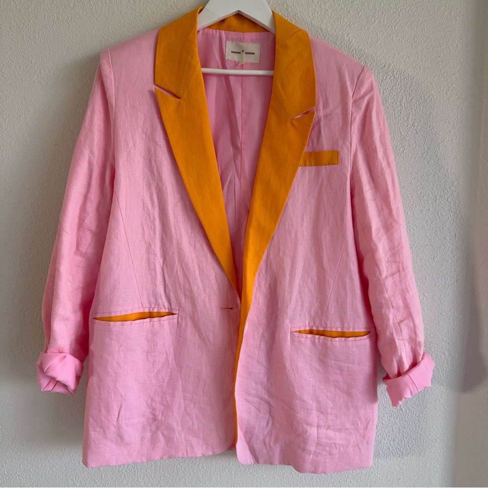 Sold out Summi Summi X Ellidy Stylish Pink and Orange Women's Linen Blazer